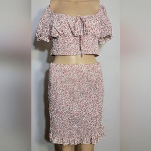 Shein Floral Ruched 2 Skirt Set Large